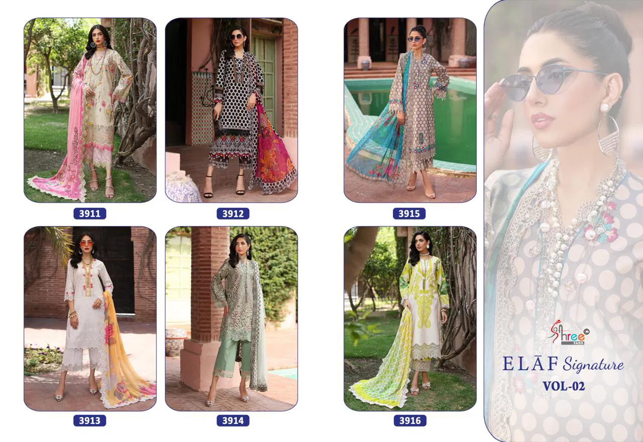 Elaf Signature Vol 2 By Shree Cotton Dupatta Pakistani Salwar Kameez Exporters In India